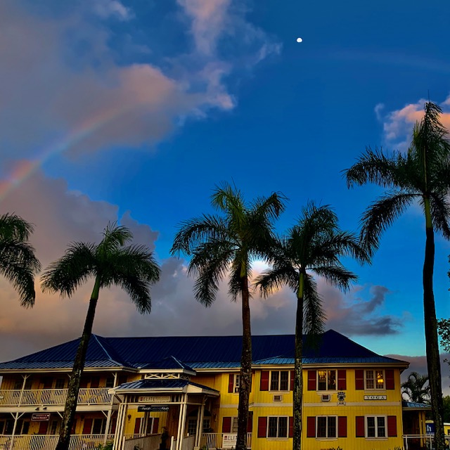 studio with rainbow and moon